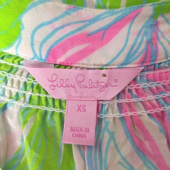 Lilly Pulitzer Houston Ring The Bellboy Blouse Top Size XS Multicolor Floral - Picture 4 of 6